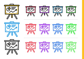Linear presentation icon for startup business in different colors. Vector elements for website, mobile application