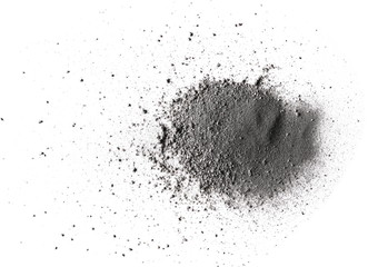 Pile gunpowder, black powder isolated on white background