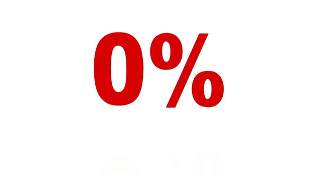 Animated 3D bouncing red 0%.