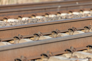 german rail road line lies on stones