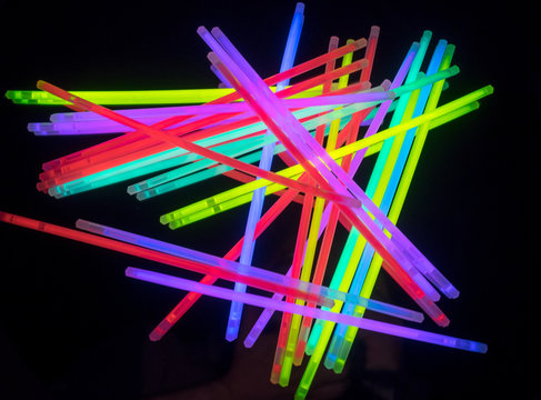 Colorful fluorescent light neon on black background
