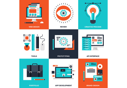 9 Four-Color Square Creative Development Icons 2