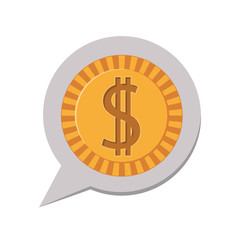 3d silhouette dialog with dollar coin vector illustration