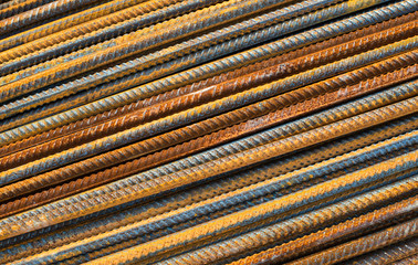 Metal rusty reinforcement bars