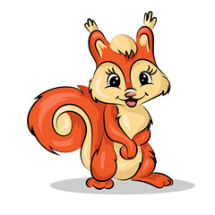 cartoon cute vector squirrel at the white background