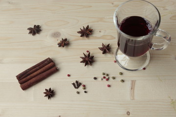 Red wine and spices.