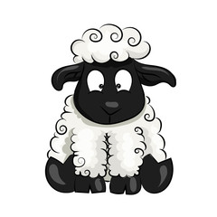 cute cartoon vector sheep lamb at the white background
