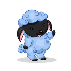 cute cartoon vector sheep lamb at the white background