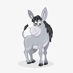 Fototapeta na wymiar cartoon cute funny vector donkey at the white background