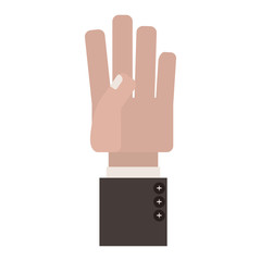 palm view hand with formal suit sleeve vector illustration