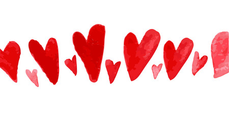 Vector Valentine day hand drawn artistic watercolor painting. Heart shape. Good for Lovers day congratulation card.