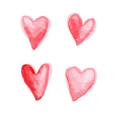Vector Valentine day hand drawn artistic watercolor painting. Heart shape. Good for Lovers day congratulation card.