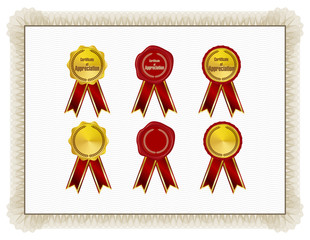 Classic style Certificate with light brown floral border with seals