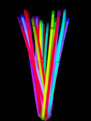 Colorful fluorescent light neon on black background