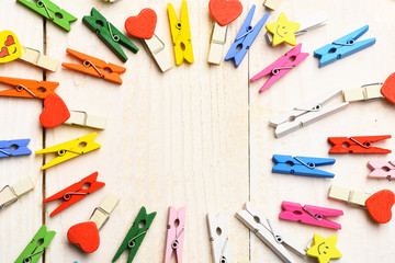 colorful clothespins in circle