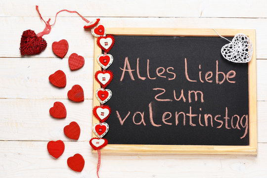 "Alles liebe zum valentinstag" painted by chalk