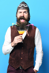 Fototapeta premium happy handsome bearded pilot
