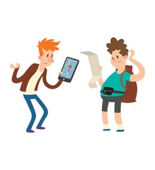 People with maps vector.