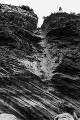 Rocks of Samaria Gorge. Crete. Greece. Black and white.