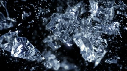 Ice cube explosion in slow motion (cg, alpha matte, 4k) - Powered by Adobe