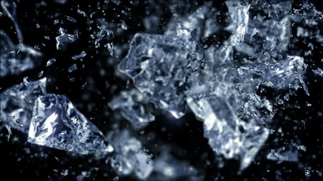 Ice cube explosion in slow motion (cg, alpha matte, 4k)