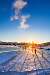 Wintertime waterfront scene