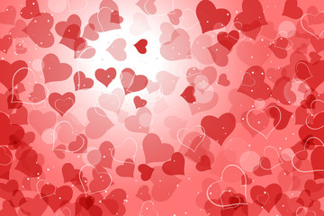 Vector abstract romantic wide background with red heart silhouettes.
