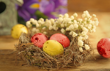 Beautiful Easter composition on wooden table