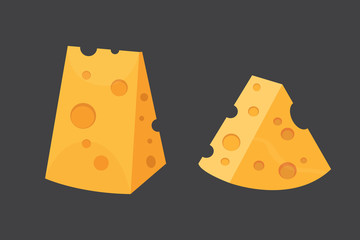 Cheese types . Modern flat style realistic vector illustration icons. Isolated parmesan or cheddar fresh.