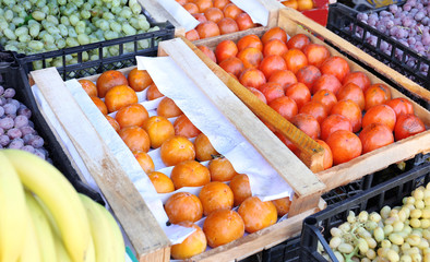 Various fresh fruits on market