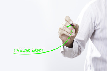 Businessman draw growing line symbolize growing Customer service