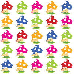 pattern of mushroom cartoon set illustration on white background
