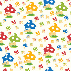 pattern of mushroom set illustration on white background