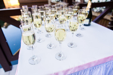 row of champagne glasses