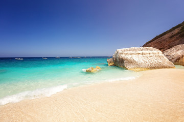 Beautiful beach and clear water in Cala Mariolu, Sardinia, Italy
