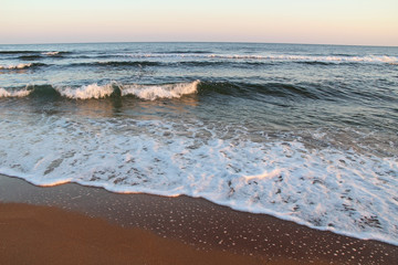 Fototapeta premium Beautiful view on the seashore at the sunrise. Crimea.