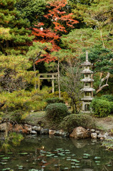Fototapeta na wymiar Lantern, Japanese garden in Kyoto