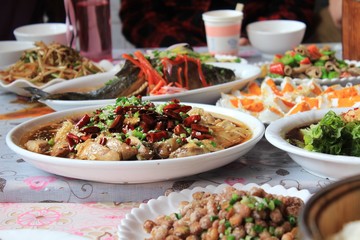 Chinese foods on the table