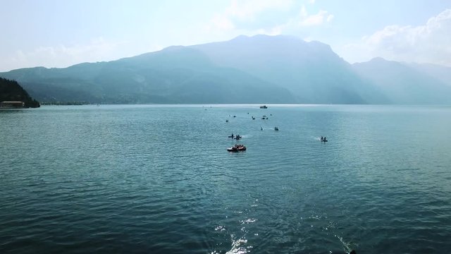 Kayaks on the Garda lake, Aerial