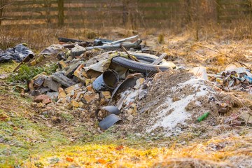 Unlegal dump near forest