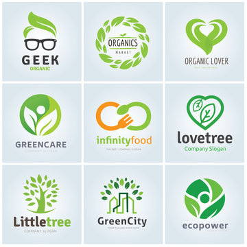 Collection of organic and green logo template

