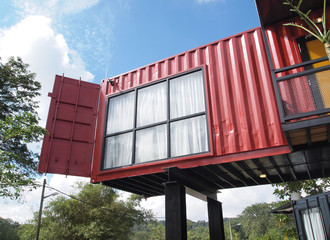 A community building made from refurbish shipping container. 