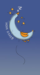 hand draw cartoon goose with star atnight - 132387163