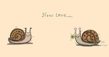 Cute cartoon snail love - 132389317