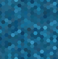 Blue seamless abstract mosaic background. Hexagons geometric background. Design elements. Vector illustration