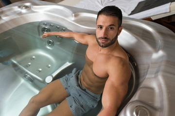 Relaxing in Hot Tube Jacuzzi