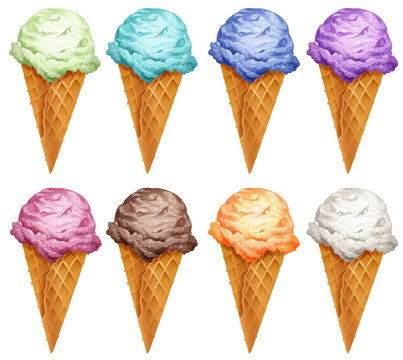 Set of icecream in different flavors