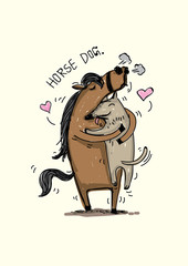 Vector horse and dog hug - 132389927
