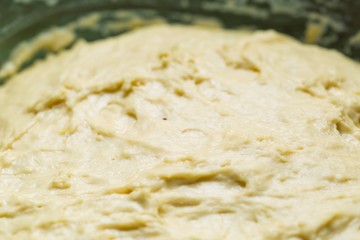 Raw yeast cake growing in bowl