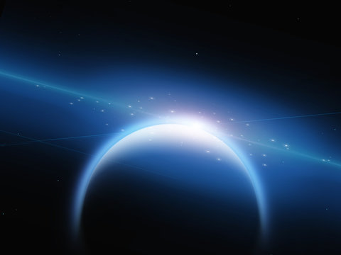 Planet with nebulos filaments